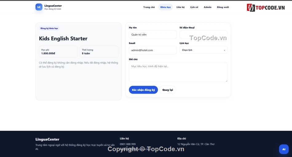 Code Website Quản Lý,ql khóa học,khóa học